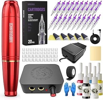 Kit Tattoo Gun Cartridge Machine Pen for Beginners Rotary Tattoo Machine Kit Professional Complete Tattoo Kit Supplies WTK070-B
