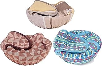 Kitchen Roti Basket with Cloth, Chapati Box, Washable Cloth with Chain; Roti Rumals (Multicolor) (2 Baskets)