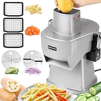 4 in 1 Electric Vegetable Slicer Dicer Shredder & Strip Cutter, Commercial Automatic Multifunctional Food Chopper for Veggies & Fruits, with Thickness Adjustable Blades, 110V, 200W