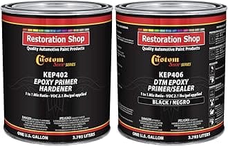 Custom Shop - Black Epoxy Primer/Sealer 2.1 VOC (2-Gallon Kit) Anti-Corrosive DTM High-Performance Primer for Automotive and Industrial use Kit= 1 Gal. Epoxy Primer +1 Gal. Epoxy Hardener (1-1 Mix)