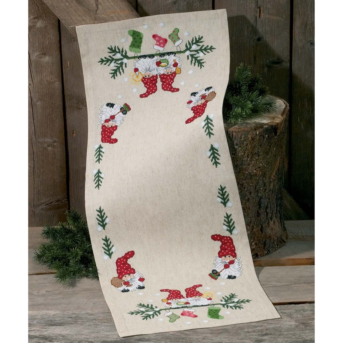 Permin Elf and Socks Table Runner Cross Stitch Kit