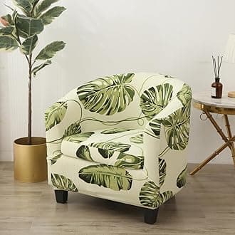 Printed Club Chair Slipcover, 2 Piece Stretch Tub Chair Cover Barrel Chair Covers Washable Armchair Chair Slipcovers Aiti-Slip Furniture Protector (M)