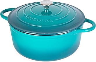 nuovvaEnamelled Cast Iron Dutch Oven Pot with Lid – 7.3 Quart Casserole Dish – Ceramic Dutch Oven for Bread Baking, Roasting, Braising & Stews – Oven Safe up to 500°F – 30cm Teal
