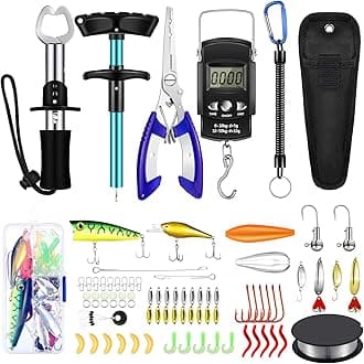 Sosation 134 Pcs Fishing Tool Kit Fishing Gear and Equipment for Men Adults Family Pliers Kit, Hook Remover Tool, Lip Gripper Set, Lures Baits Tackle Accessories Gifts for Father