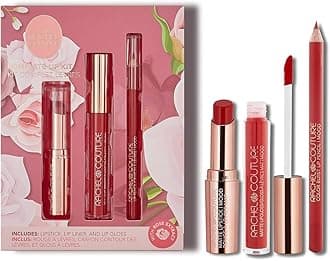 Rachel Couture Complete Lip Kit | Includes Lipstick, Lip Liner & Lip Gloss | Vegan & Cruelty Free | Infused with Rose Extract - Mood