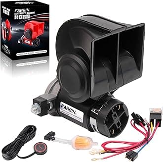 FARBIN Air Horn for Truck,Compact Train Horn,Electric Car Horn 12V 150db Super Loud with Wiring Harness and Push Button Switch for Any 12V Vehicles