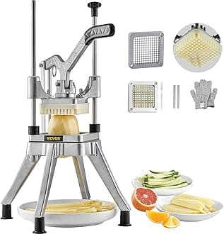 VEVOR Commercial Vegetable Fruit Chopper 1/4" Blade Heavy Duty Professional Food Dicer Kattex French Fry Cutter Onion Slicer Stainless Steel for Tomato Peppers Potato Mushroom