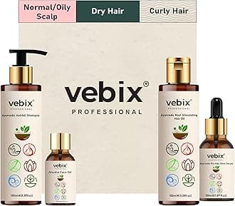 Ayurvedic 4-in-1 Hair & Skin Care Kit | Anti-Hairfall Neem & Lotus Shampoo, Root Stimulating Hair Oil, Hair Glow Serum & Luxury Face Oil | For All Hair Types | 8.79 Fl Oz