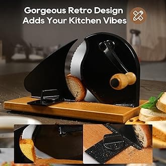 Teak Classic Manual Bread Slicer,Manual Bread Slicer,Classic Hand Crank Home Bread Slicer,Manual Bread Slicer With Hand Crank,Manual Bread Slicer For Homemade Bread,Manual Rotary Bread Slicer(black)