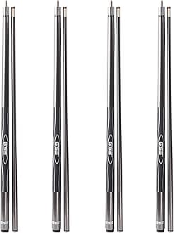 GSE 58" 2-Piece Fiberglass Graphite Composite Billiard Pool Cue Stick, Set of 4 Pool Cues Stick, 18/19/20/21oz Billiard Cue Sticks (Grey)