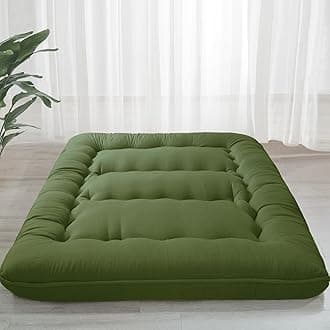 6" Extra Thick Japanese Floor Mattress Futon Mattress, Foldable Tatami Pad for Adults, Roll Up Floor Bed for Guest Room Bedroom RV, Green, Full