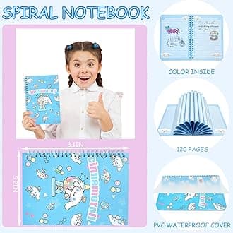Cute School Supplies Present Set Kawaii Including Ballpoint Pens, Pencil Case, ID Badge Holder, Stickers, Key Chain, A5 Notebook, Bookmark, Eraser, Ruler for Girls Kids Teens