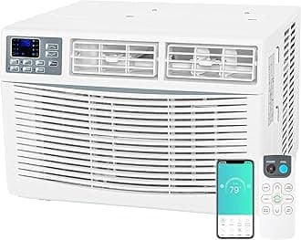 8,000 BTU WiFi Window Air Conditioner, Smart Window AC Unit with Remote, Energy Saving, Easy Install Kit, Cools up to 350 Square Feet