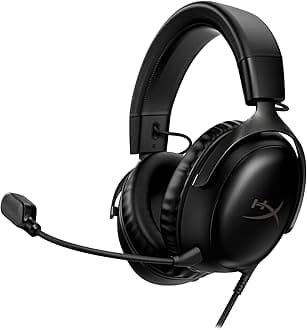 HyperX 727A8AA Cloud III – Wired Gaming Headset, PC, PS5, Xbox Series X|S, Angled 53mm Drivers, DTS, Memory Foam, Durable Frame, Ultra-Clear 10mm Mic, USB-C, USB-A, 3.5mm, Black