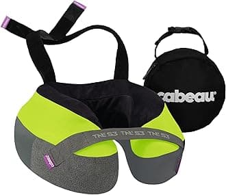 Cabeau The Neck's Evolution, TNE S3 Travel Neck Pillow Memory Foam Airplane Pillow Neck Pillow with Attachment Straps 360-Degree Support Travel, Home, Office, and Gaming (Vegas Neon), grey, Vegas
