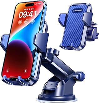VANMASS 【60+LBS Strongest Suction & Military-Grade 2023 Newest Car Phone Mount 【Patent & Safety Certs】 Cell Phone Holder Truck Stand for Dashboard Windshield Vent for iPhone 15 Pro Max 14, Pure Blue
