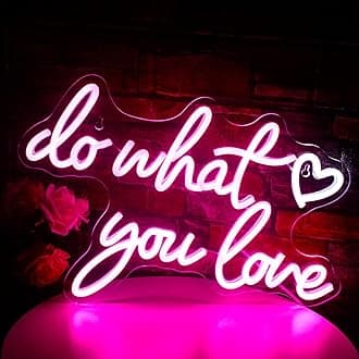 Do What You Love Neon Light Sign, Pink Neon Signs for Wall Decor, Letter Led Sign with USB Powered for Bedroom, Livingroom, Study