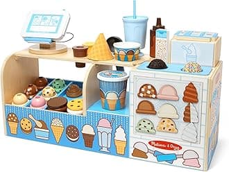 – Melissa & Doug Cool Scoops Ice Creamery – 42-Piece Wooden Pretend Play Ice Cream Counter with Magnetic Scooper, Cones & Toppings – Imaginative Role-Play Toy for Kids Ages 3+ | MD30607