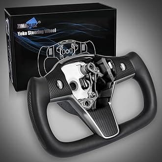 ZIMABLUE Yoke Steering Wheel for Tesla Model 3 2017-2023, Model Y 2019-2024 Real Carbon Fiber Steering Wheel with Heating Function Compatible with Tesla Model 3 Y