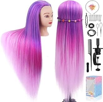 Beauty Star Mannequin Head with Hair, 29.5 Inch Training Head Hair Mannequin Manikin Head Cosmetology Doll Head Practice Styling Hairdressing Training Braiding Heads + Table Clamp Stand + Braid Sets