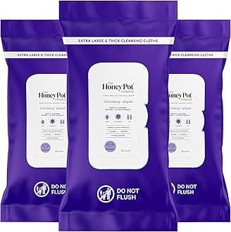 The Honey Pot Company - Intimacy Cleansing Wipes - PH Balancing, Paraben Free, Feminine Products - Ultra-thick and Extra Large Cloths for the Bedroom - 20 ct (Pack 3)
