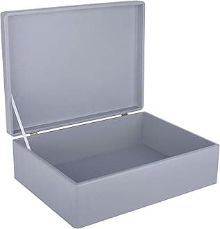 Creative Deco XL Grey Plain Wooden Storage Box | 40 x 30 x 14 cm (+/-1 cm) | with Hinged Lid | Easter Gift Box Storage | ROUGH & UNSANDED Wood Keepsake Memory Craft Chest