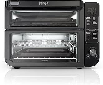 Ninja Double Oven with FlexDoor, FlavorSeal & Smart Finish, Air Fry, Bake, Roast, Toast, Fry, Pizza, Convection Oven, 13-in-1, Black, DCT402BK