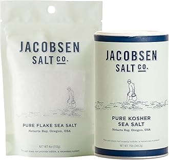 Jacobsen Salt Co. Sea Salt Variety Pack - Coarse, Non-Iodized Made in USA, Non-GMO, Steak Seasoning, Gourmet, Real Salt Flakes - Pure Kosher & Flake Sea Salt (Pack of 2)