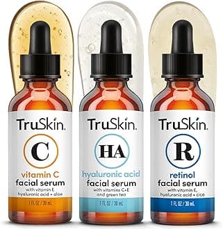 TruSkin Face Serum Trio – Vitamin C, Retinol & Hyaluronic Acid Anti-Aging Serums for Face – AM, PM & All-Day Skincare Routine – Brightening, Smoothing & Hydrating Facial Serums, 1 fl oz Each
