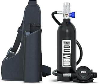 H400 Diving Tank 1.0L Diving Tank Holder 15-20 Minutes Breath Portable Tank with On/Off Valve Pony Bottle for Exploration Fun/Emergency