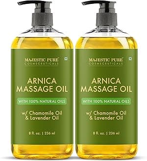 Arnica Sore Muscle Massage Oil for Massage Therapy-Refreshing & Relaxing-Natural Oils Lavender & Chamomile Essential Oils-All Skin Types- Men & Women Massage Lotion- 8 fl oz (Pack of 2)