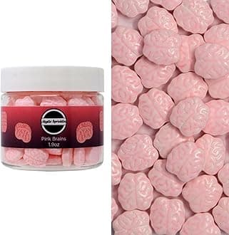 Mystic Sprinkles Halloween Candy Shape Sprinkles (Pink Brains, 2oz Jars)