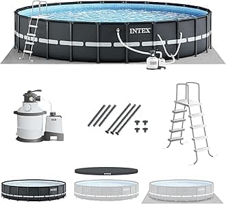 INTEX Ultra XTR 18 ft x 52 in Above Ground Pool Set, Round Swimming Pool with Steel Frame, 2100 GPH Sand Filter Pump, Ladder, Cover, & Ground Cloth