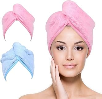 YoulerTex Microfiber Hair Towel Wrap for Women, 2 Pack 10 inch X 26 inch, Super Absorbent Quick Dry Hair Turban for Drying Curly, Long & Thick Hair (Blue+Pink)