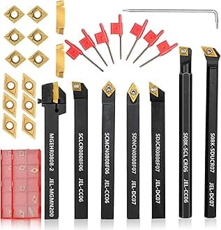 Indexable Lathe Turning Tool 21Pcs Kit 5/16" 8mm Shank 14 Inserts