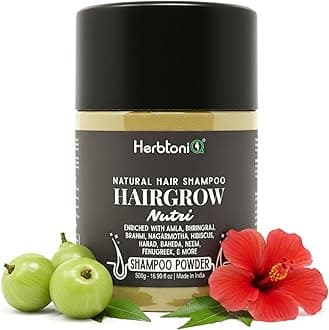 Hairgrow Nutri Hair Shampoo Enriched With Herbal Amla Bhringraj Brahmi Nagarmotha Hibiscus and More for Men & Women - Totally Organic for Hair Growth, Reduce Hair Fall & Dandruff - Powdered
