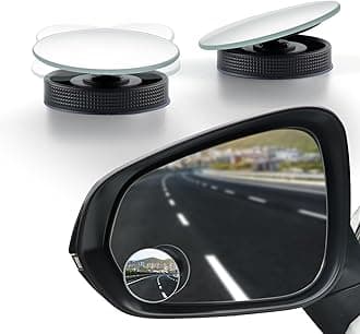 LivTee Blind Spot Car Mirror, 2" Round HD Glass Frameless Convex Side Mirror Blindspot, Reusable 360° Wide Angle Rear View Car Mirrors with Powerful Adjustable Suction Cup - Exterior Mirrors