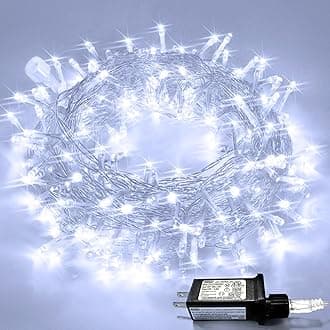 33ft 100 LED White Christmas Lights, 8 Modes Connectable Clear Wire Twinkle Fairy String Lights Indoor, Plug-in Christmas String Lights Outdoor Waterproof for Christmas Wedding Party Tree