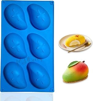MoldBerry Mango Silicone Mold 6 Cavity | 3D Mango Shape Mousse Cake Mould | Food Grade Silicone Chocolate, Ice Cream, Jelly & Dessert Baking Mold | Freezer & Oven Safe | Multicolor Pack 1