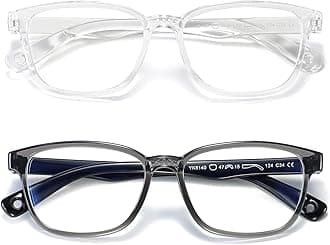 Kids Blue Light Blocking Glasses 2 Pack, Anti Eyestrain & UV Protection, Computer Gaming TV Phone Glasses for Boys Girls Age 3-9 (Clear+ Transparent Black)
