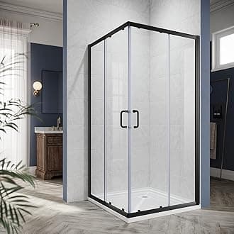 ELEGANT Corner Sliding Shower Door 36 in.D x 36 in. W x 72 in. H, Sliding Shower Enclosure with 1/4 in. Clear Tempered Glass, Framed Sliding Corner Shower Door in Black (Shower Base Not Included)