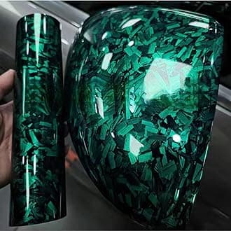 Green Forged Carbon Fiber Vinyl Wrap, High Gloss Car Wrap Roll Auto DIY Decal Sticker Film Sheet Air Release Self-Adhesive Decor Vinyl