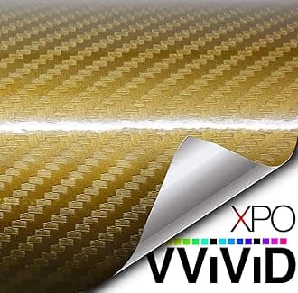 VViViDEpoxy High Gloss Carbon Vinyl Automotive Wrap Film DIY Easy to Install No Mess (1.5ft x 5ft, Gold)