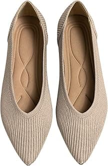Women's Flats Shoes Pointed Toe Knit Ballet Comfortable Dressy Slip On Flat