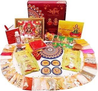 ARKAM Diwali Puja Samagri Kit for Mahalakshmi/Diwali Puja Kit/Diwali Puja Samagri Kit (45+ Items) with Detailed Puja Vidhi in English and Hindi