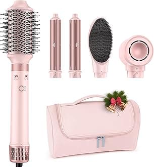 Dual Voltage Hot Air Styler Wrap - 5 in 1 Hair Dryer Brush with Fast Drying Blow Dryer, Styling, Straightening & Volumizing with Travel Bag (100V–240V) Gift for Women
