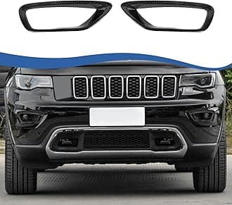 Jimen Compatible with 2018-2020 Jeep Grand Cherokee Front Fog Light Cover Trim (Carbon Fiber)