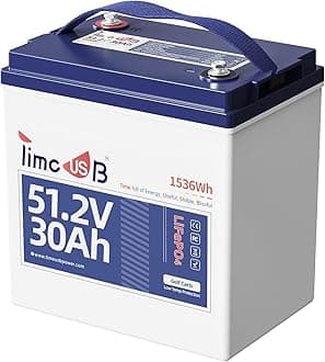 Timeusb 48V 30Ah Lithium Golf Cart LiFePO4 Battery, Built-in 100A BMS, Deep Cycle GC2 LiFePO4 Battery, 2.67C Discharge Support up to 4kW Motor, Max 5.12kW Power Output, Perfect for Golf Carts
