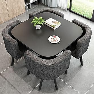 Square Dining Table Set with Chairs,Compact Kitchen Table and 4 Chairs,Modern Conference Table with Chairs,Reception Table for Meeting Room,Kitchen Table Furniture Breakfast Table