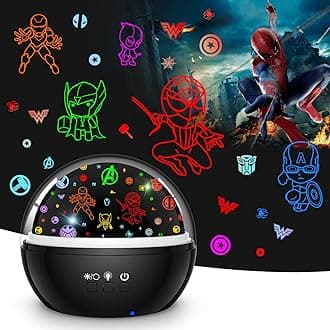 Superhero Night Light Projector for Boy,Kids Night Lights with Spiderman and Star Theme,360 Degree Rotation,15 Mode Color Changing,Birthday Gift Toys